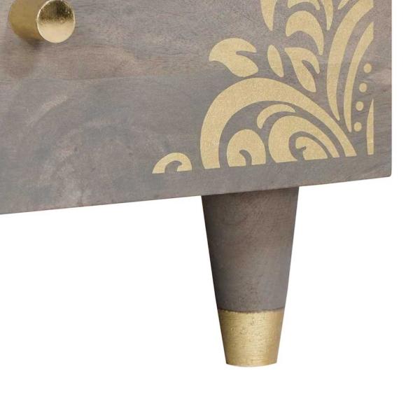 Couchtisch with Drawer Grau 80 x 54 x 40 cm massives Mangoholz