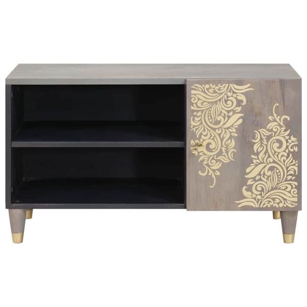 TV-Schränk Grau und Gold 80 x 31,5 x 46 cm Massivholz Mango