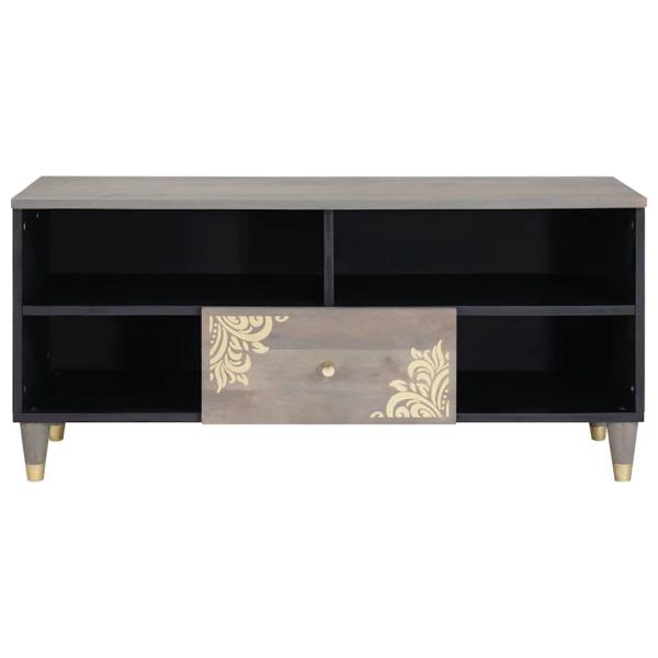 TV-Schränk Grau und Gold 100 x 33.5 x 46 cm Massivholz Mango