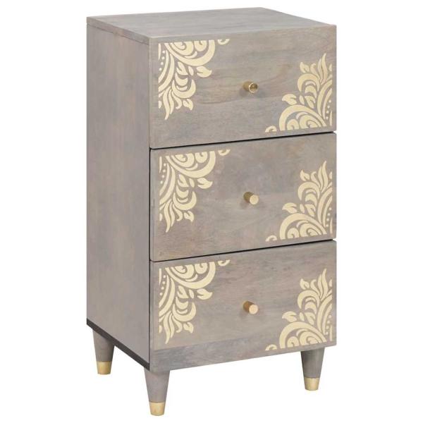 ARDEBO.de - Sideboard Grau und Gold 40 x 33.5 x 75 cm Massivholz Mango