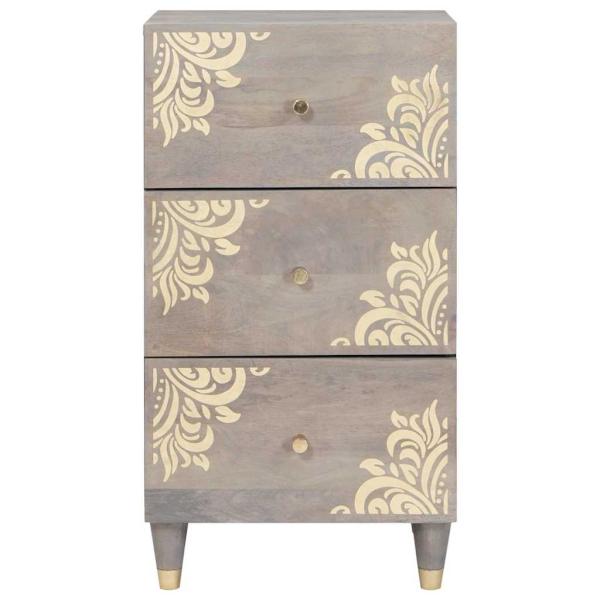 Sideboard Grau und Gold 40 x 33.5 x 75 cm Massivholz Mango