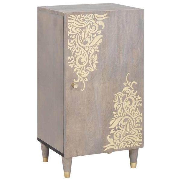 ARDEBO.de - Sideboard Grau und Gold 40 x 33.5 x 75 cm Massivholz Mango