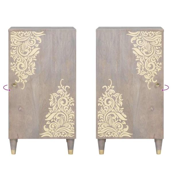 Sideboard Grau und Gold 40 x 33.5 x 75 cm Massivholz Mango
