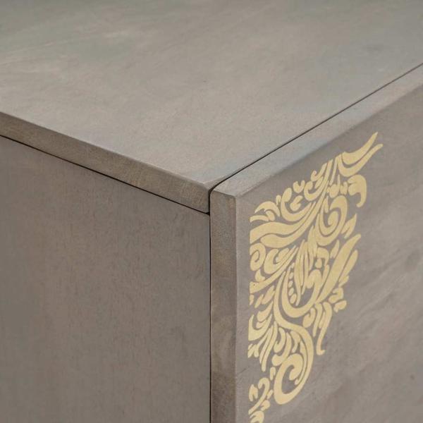 Sideboard Grau und Gold 80 x 33.5 x 75 cm Massivholz Mango