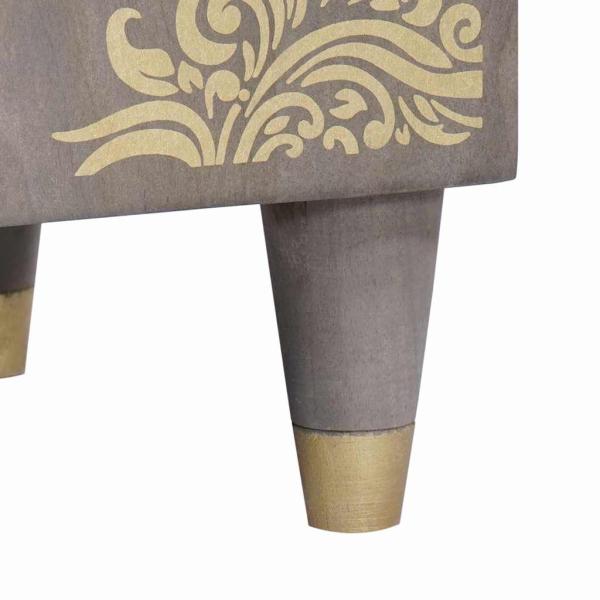 Hochboard Grau und Gold 40 x 33,5 x 110 cm Massivholz Mango