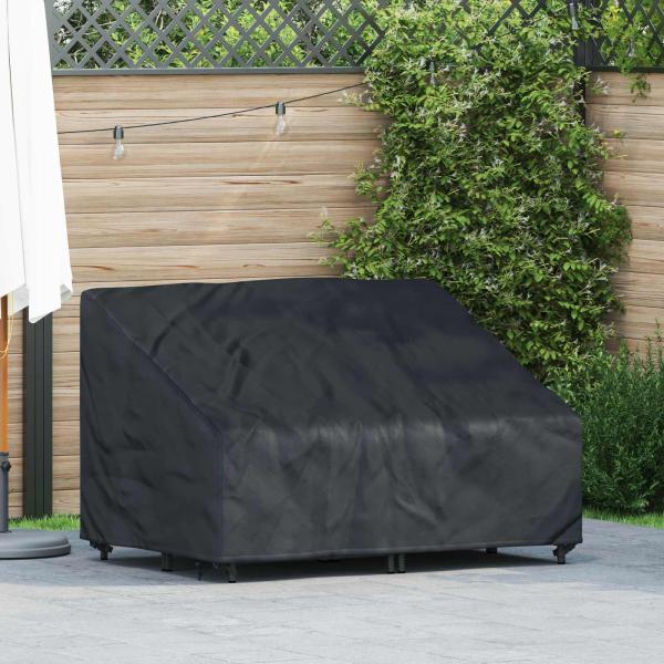 ARDEBO.de - Abdeckung für Gartenbank Schwarz 130 x 95 x 40 / 80 cm 210D Stoff