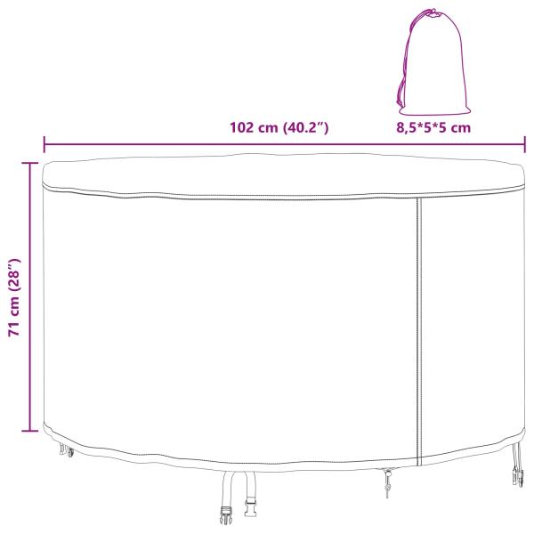 Gartenmöbelabdeckung Schwarz 102 x 102 x 71 cm 600D-Gewebe