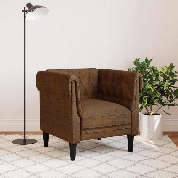 Chesterfield Sofa Stuhl Argyle Braun 78,5 x 74,5 x 74,5 cm