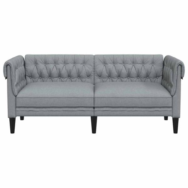 Chesterfield-Sofa Argyle Hellgrau 182,5 x 74,5 x 74,5 cm Stoff