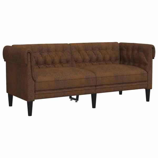 Chesterfield-Sofa Braun 182,5 x 74,5 x 74,5 cm Faux Wildleder