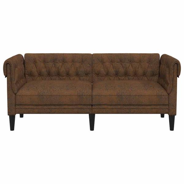 Chesterfield-Sofa Braun 182,5 x 74,5 x 74,5 cm Faux Wildleder