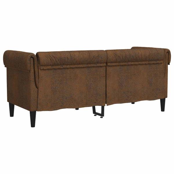 Chesterfield-Sofa Braun 182,5 x 74,5 x 74,5 cm Faux Wildleder