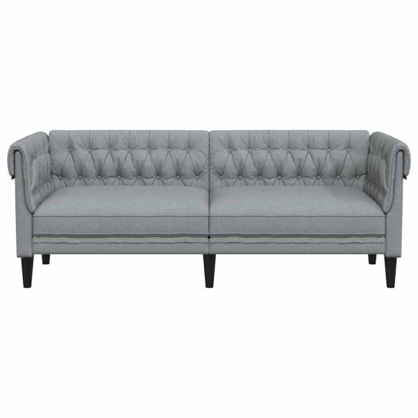 Chesterfield-Sofa Argyle Hellgrau 201,5 x 74,5 x 74,5 cm Stoff