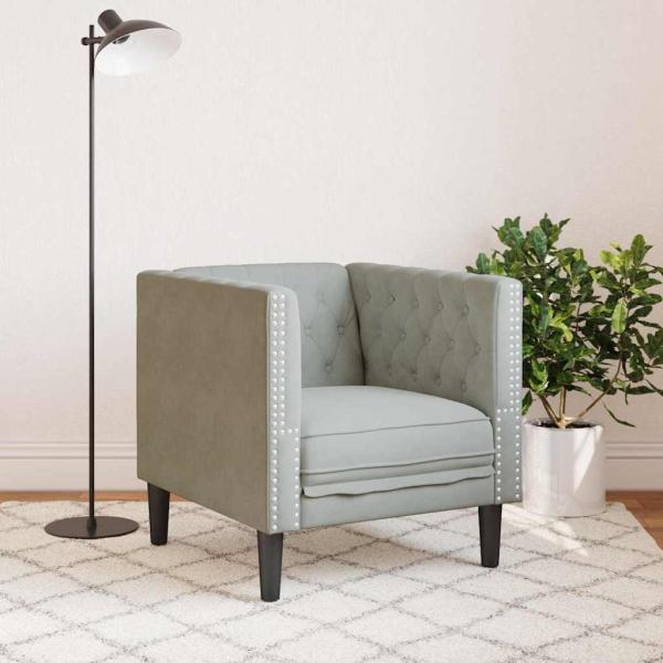 Chesterfield Sofa Stuhl Hellgrau 71 x 74.5 x 70.5 cm Samt