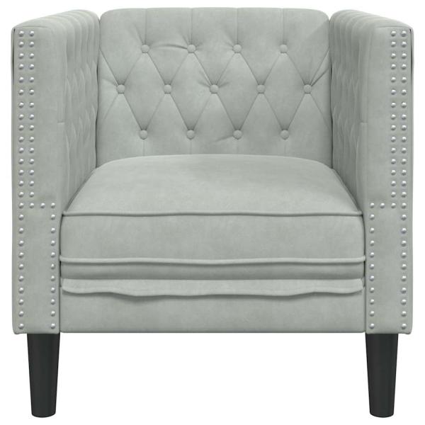 Chesterfield Sofa Stuhl Hellgrau 71 x 74.5 x 70.5 cm Samt