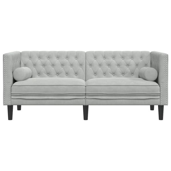 Chesterfield-Sofa Argyle Hellgrau 174 x 74.5 x 70.5 cm Samt