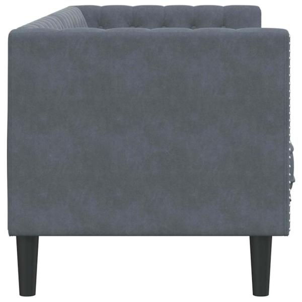 Chesterfield-Sofa Argyle Dunkelgrau 194 x 74.5 x 70.5 cm Samt