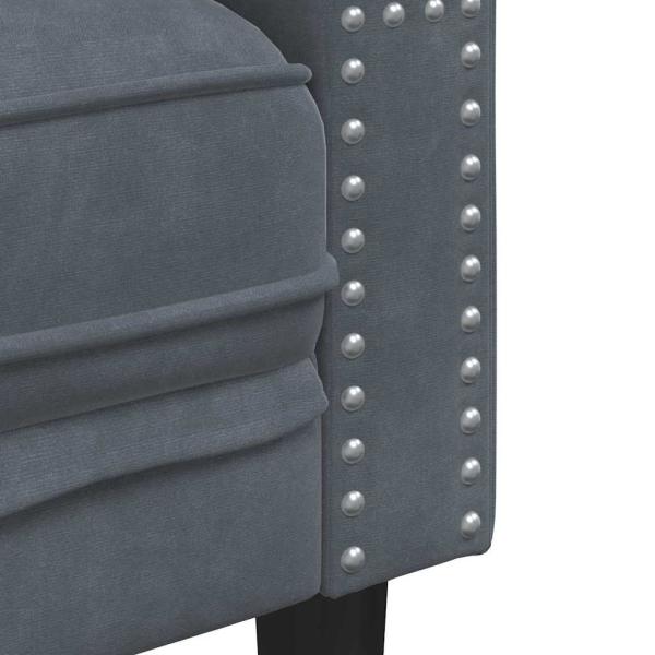 Chesterfield-Sofa Argyle Dunkelgrau 194 x 74.5 x 70.5 cm Samt