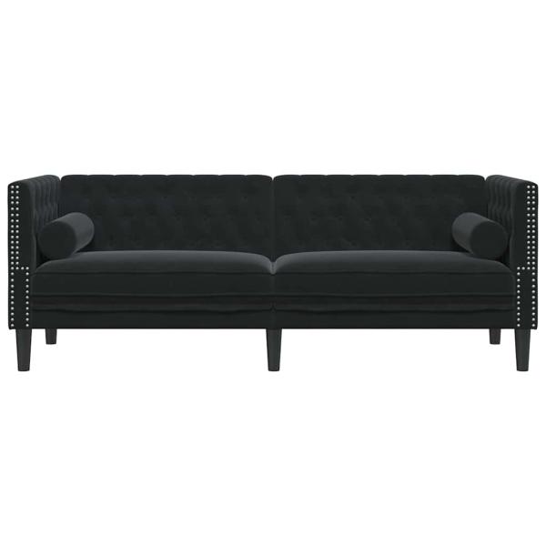 Chesterfield-Sofa Argyle Schwarz 194 x 74.5 x 70.5 cm Samt