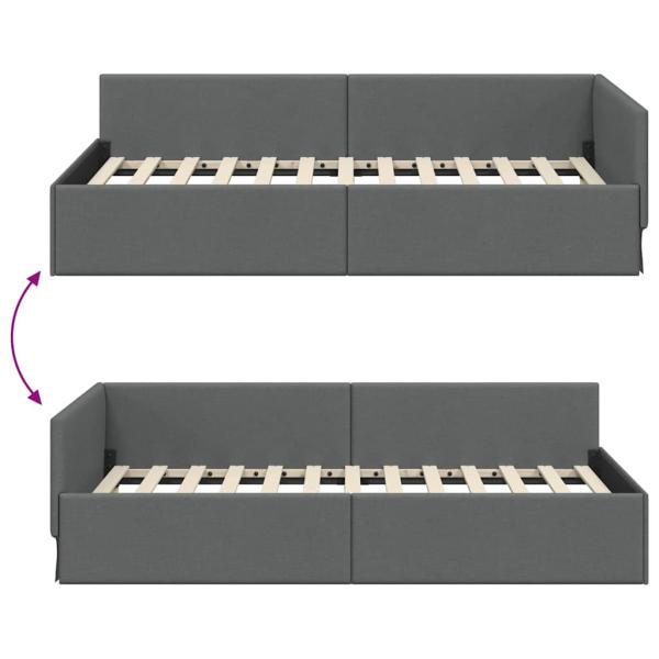 Eckbettgestell mit Kopfteil Dunkelgrau 80 x 200 cm