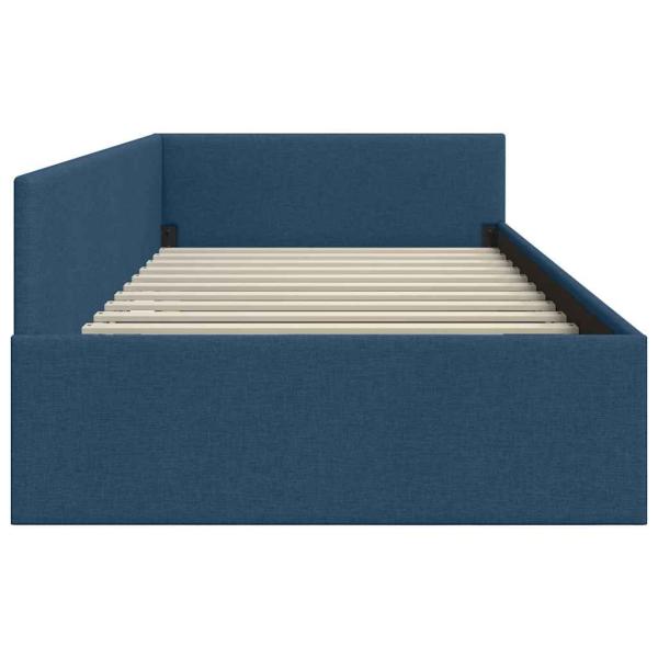 Eckbettgestell Blau 90 x 200 cm Stoff und beschichtetes Holz