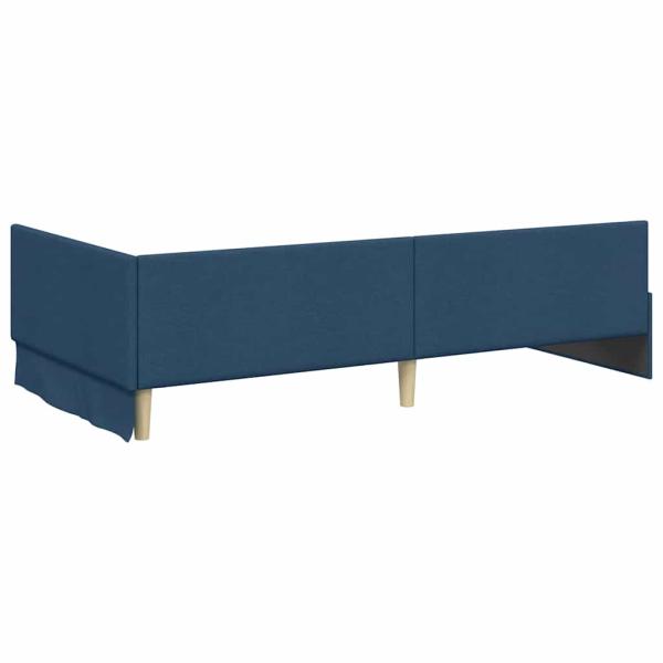 Eckbettgestell Blau 90 x 200 cm Stoff und beschichtetes Holz