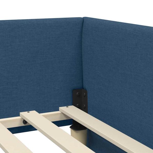 Eckbettgestell Blau 90 x 200 cm Stoff und beschichtetes Holz