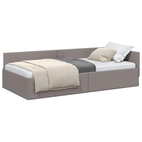 Eckbettgestell Taupe 100 x 200 cm Stoff und beschichtetes Holz