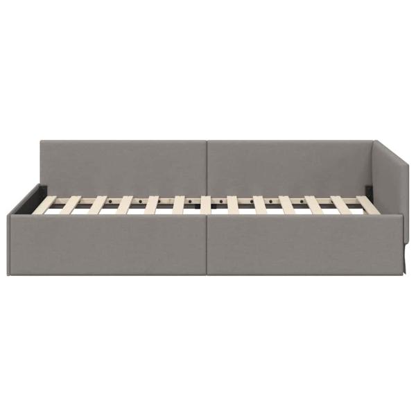 Eckbettgestell Taupe 100 x 200 cm Stoff und beschichtetes Holz