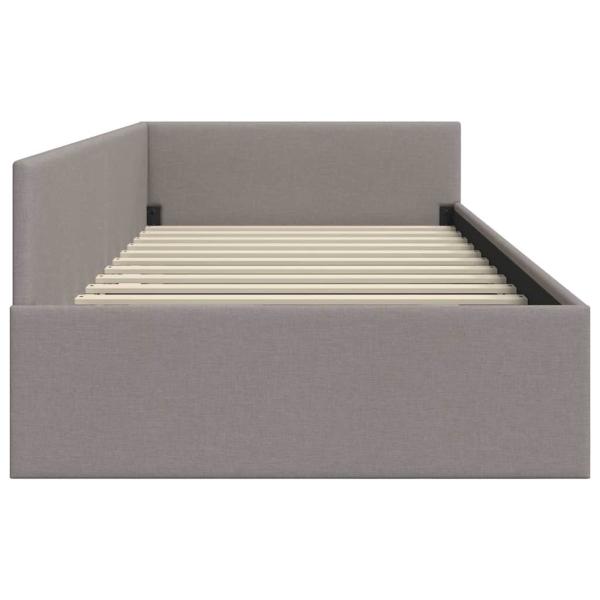 Eckbettgestell Taupe 100 x 200 cm Stoff und beschichtetes Holz