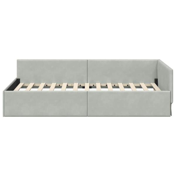 Eckbettgestell Hellgrau 80 x 200 cm Samt und engineered Holz