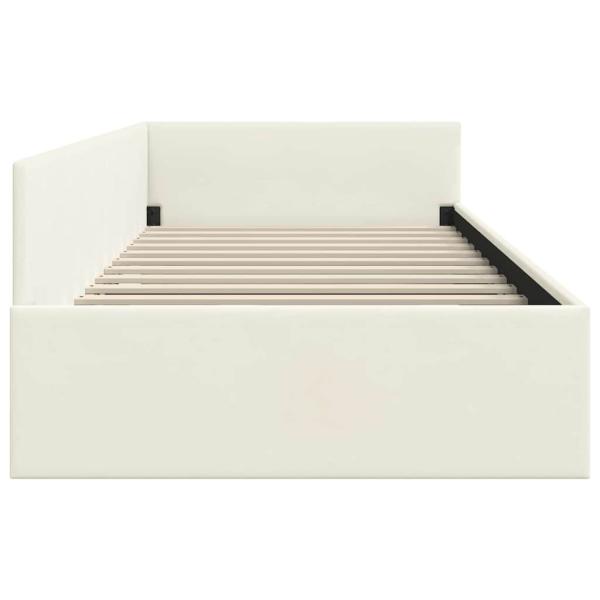 Eckbettgestell Creme 90 x 200 cm Samt und engineered Holz