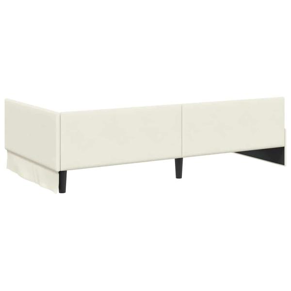 Eckbettgestell Creme 90 x 200 cm Samt und engineered Holz
