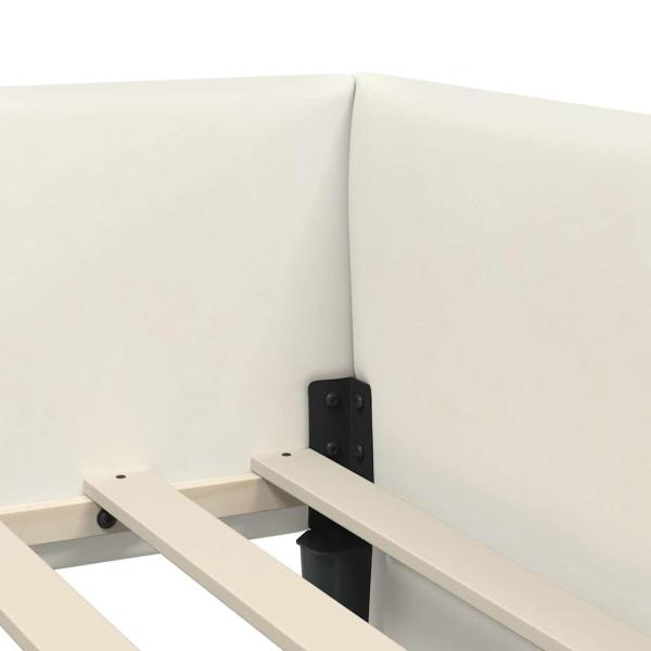 Eckbettgestell Creme 90 x 200 cm Samt und engineered Holz