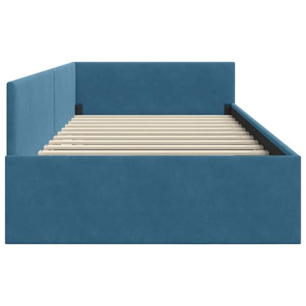Eckbettgestell Blau 100 x 200 cm Samt und engineered Holz
