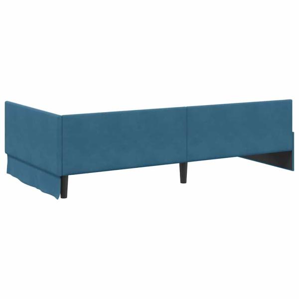 Eckbettgestell Blau 100 x 200 cm Samt und engineered Holz