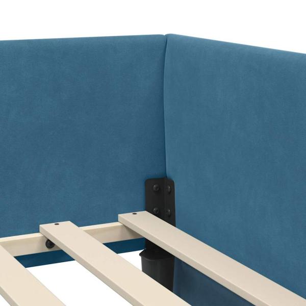 Eckbettgestell Blau 100 x 200 cm Samt und engineered Holz