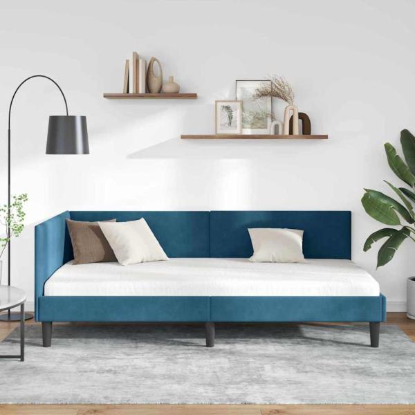 Eckbettgestell Blau 80 x 200 cm Samt und engineered Holz