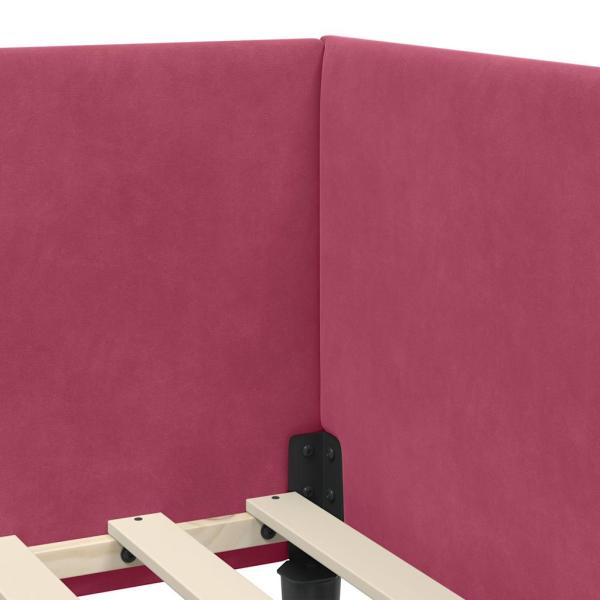 Eckbettgestell Weinrot 80 x 200 cm Samt und engineered Holz