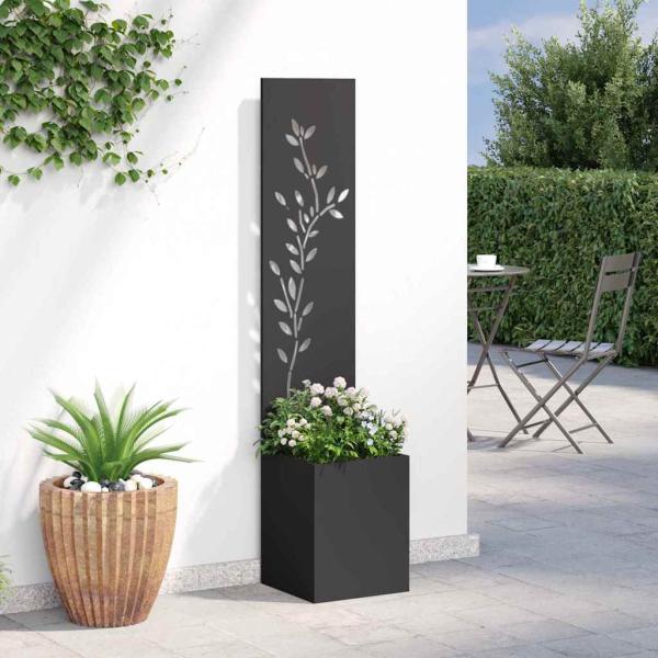 Garten Sichtschutz-Leinwand Floral Schwarz 32 x 140 cm