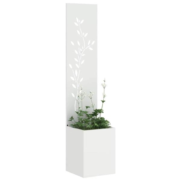 ARDEBO.de - Garten Sichtschutz-Leinwand Floral Weiß 32 x 140 cm