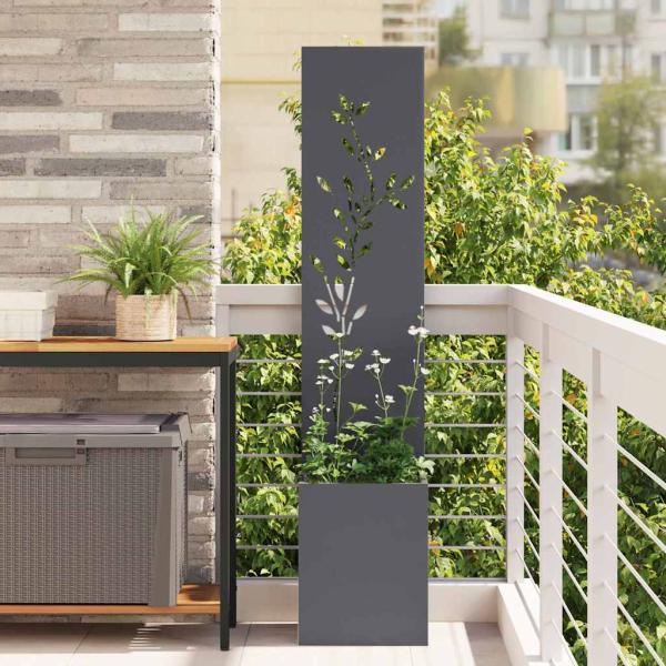 ARDEBO.de - Garten Sichtschutz-Leinwand Floral Anthrazit 32 x 140 cm