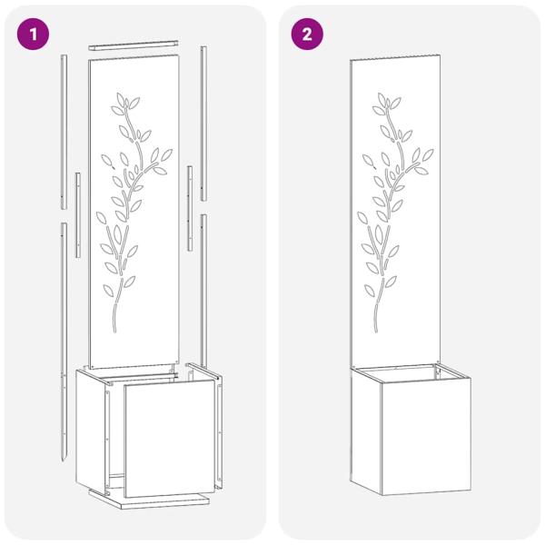 Garten Sichtschutz-Leinwand Floral Silber 32 x 140 cm Edelstahl