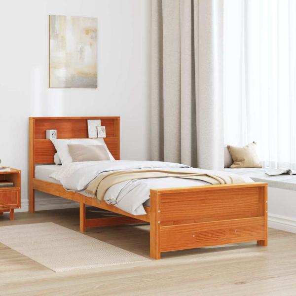 Bettgestell Wachsbraun 75 x 190 cm Massivholz Kiefer