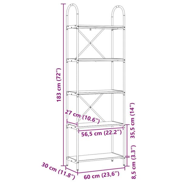Regal Altholz 60 x 30 x 183 cm Holzwerkstoff