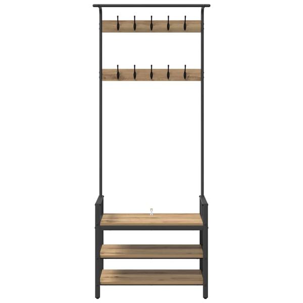 Kleiderständer mit Regal Eiche handwerklich 75 x 34 x 184 cm