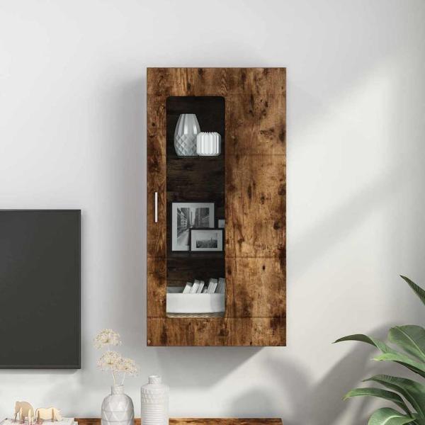 Wandmontierter Schrank mit Regal Räuchereiche 55 x 29 x 100 cm
