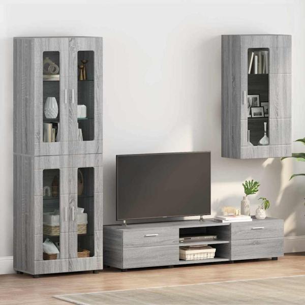 ARDEBO.de - Wandmontierter Schrank mit Regal Grau Sonoma 55 x 29 x 100 cm