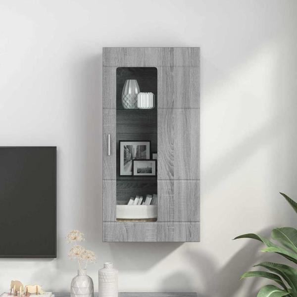 Wandmontierter Schrank mit Regal Grau Sonoma 55 x 29 x 100 cm