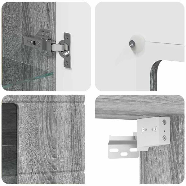 Wandmontierter Schrank mit Regal Grau Sonoma 55 x 29 x 100 cm
